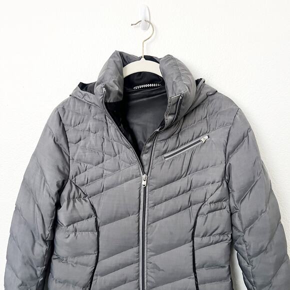[Spyder] Gray Timeless Long Down Filled Hooded Puffer Jacket Winter Coat Small S - Picture 3 of 11